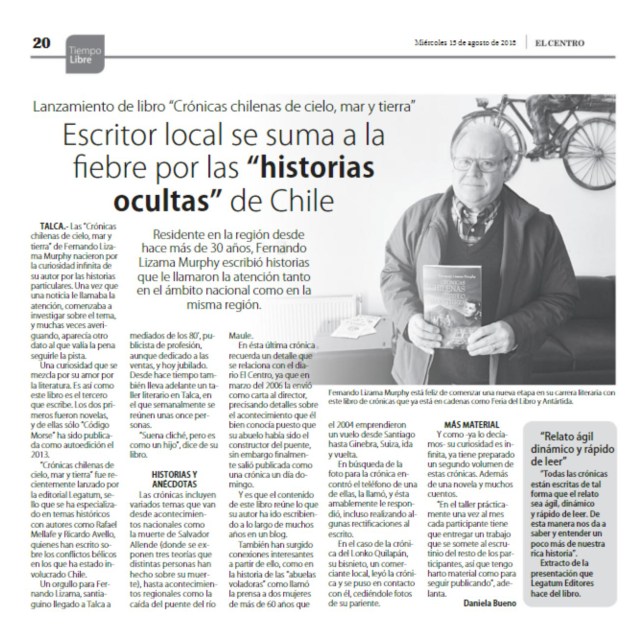 ENTREVISTA EN EL DIARIO EL CENTRO DE TALCA
