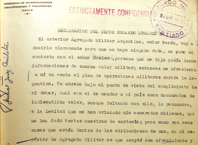 Declaración de Lonardi cuando fue capturado
